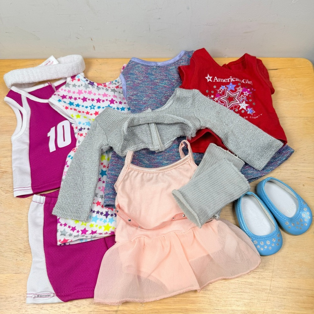 American Girl Doll Clothing Lot 10PC Dresses Shirt Shoes Ballet Set Basketball